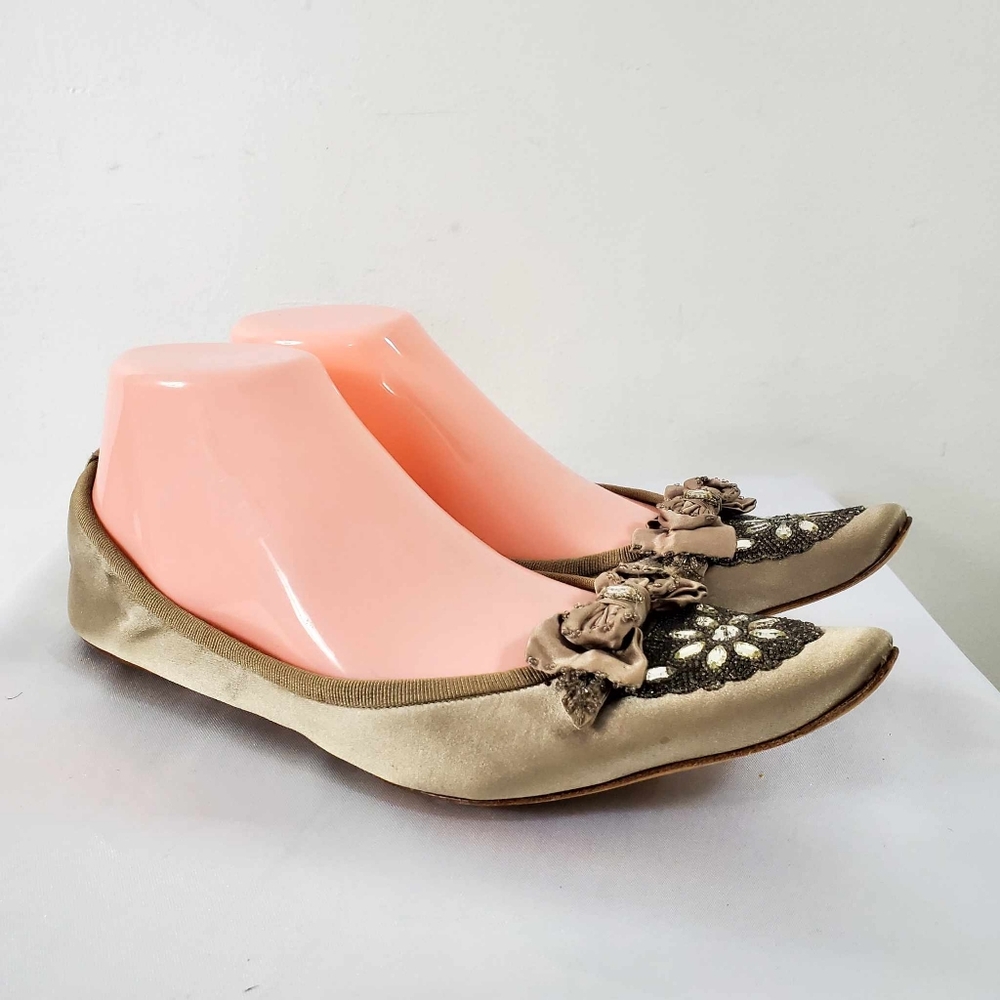 Chloe Ballerina Flats with Beautiful Hand Beading and Stones, Size 39